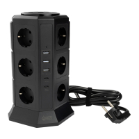 Grenuttag 2m | 12 uttag + USB | svart | 123ink 390027