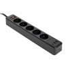 Grenuttag 2m | 5 uttag + USB | svart | 123ink 390029 - 1