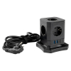 Grenuttag 2m | 5 uttag + USB | svart | 123ink 390028 - 3
