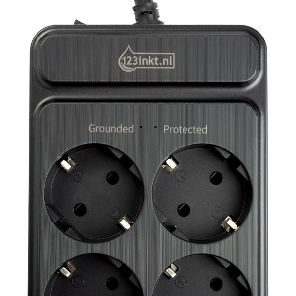 Grenuttag 2m | 6 uttag + USB | svart | 123ink 390030 - 2