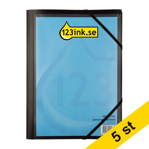 Gummibandsmapp A4 (plast) | 123ink svart 5st 301398 - 1
