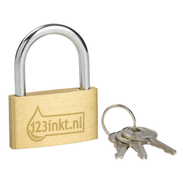Hänglås med nyckel | 123ink | mässing 302579 - 1