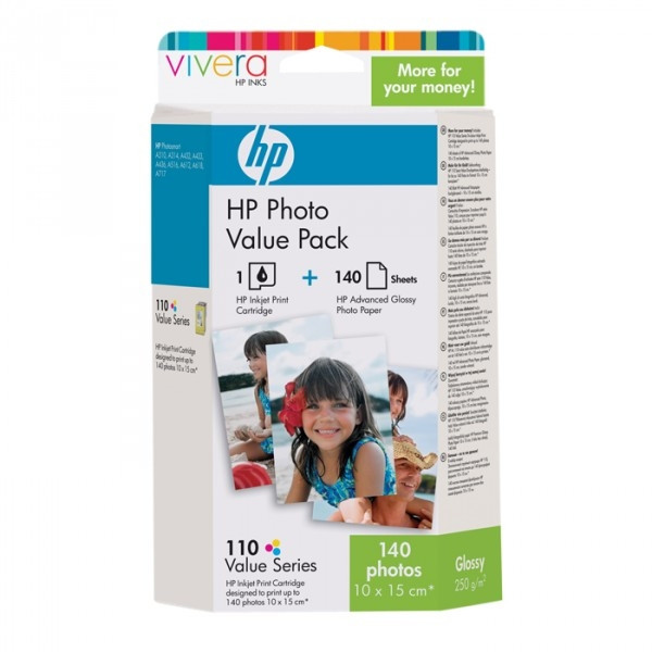HP 110 Photo Value Pack med 140st fotopapper (original) Q8898AE 031741 - 1