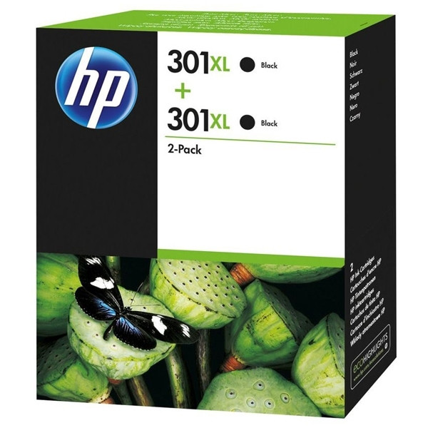 HP 301XL (D8J45AE) svart bläckpatron hög kapacitet 2-pack (original) 044336 - 1