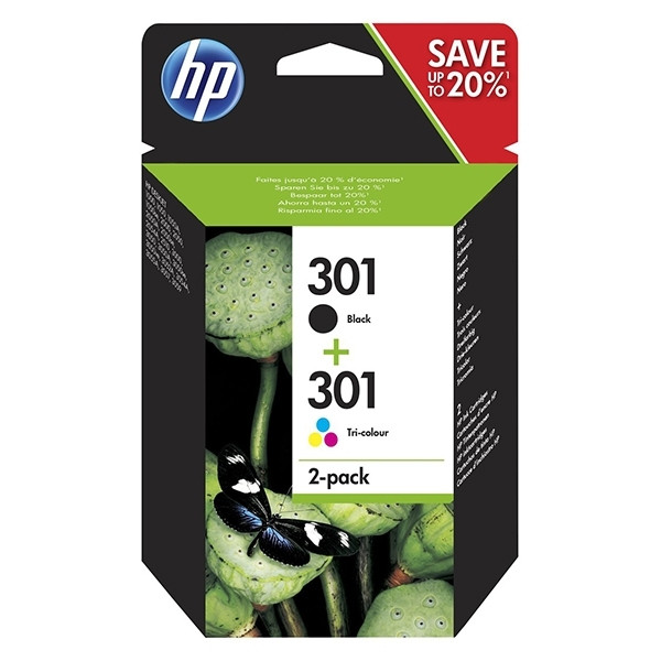 HP 301 (N9J72AE) svart + färg bläckpatron 2-pack (original) N9J72AE 044518 - 1