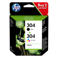 HP 304 (3JB05AE) svart + färg bläckpatron 2-pack (original) 3JB05AE 044598