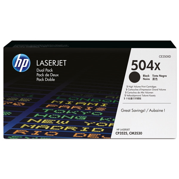 HP 504X (CE250XD) svart toner 2-pack (original) CE250XD 054118 - 1