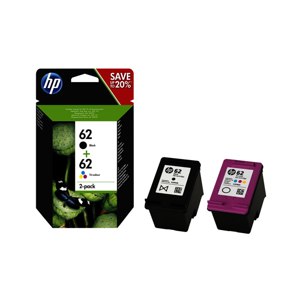 HP 62 (N9J71AE) svart + färg bläckpatron 2-pack (original) N9J71AE 055284 - 1