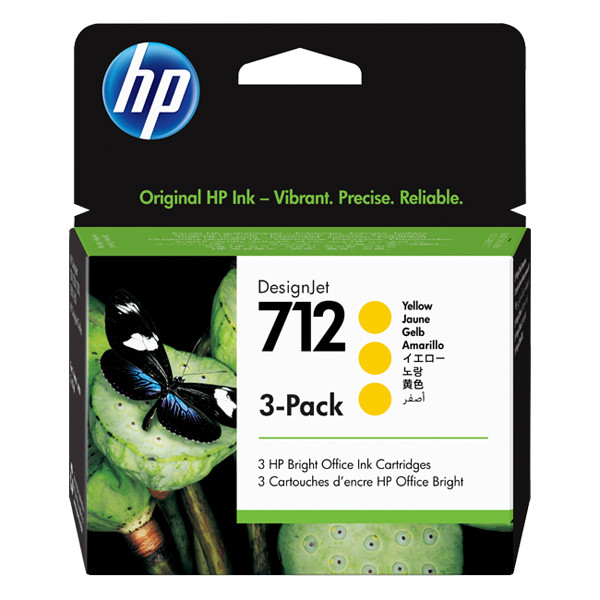 HP 712 (3ED79A) gul bläckpatron 3-pack (original) 3ED79A 653022 - 1