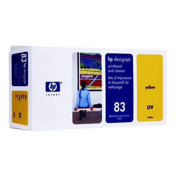 HP 83 (C4963A) gul UV skrivhuvud och huvudrengörare (original) C4963A 031650 - 1