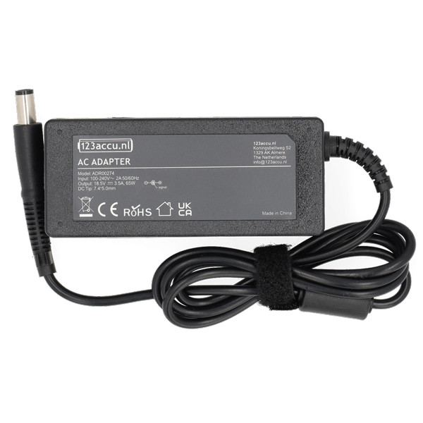 HP adapter 19,5V | 3,33A | 65W (varumärket 123ink) 397748-001 397803-001 397804-002 437343-001 462603-001 ADR00274 - 2