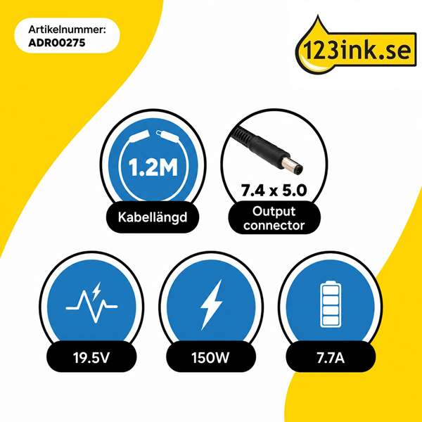 HP adapter 19,5V | 7,7A | 150W (varumärket 123ink) ADR00275 - 3
