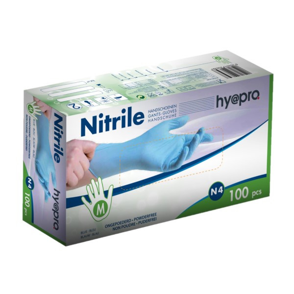 Nitrilhandskar M (8) | puderfria | blå | 100st | hy@pro SDR00486 - 1