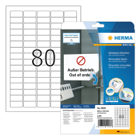 Avtagbara etiketter A4 | 35,6 x 16,9mm | Herma 10003 | vit | 2.000st 230636