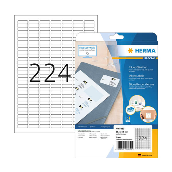 Etiketter Inkjet A4 | 25,4 x 8,5mm | Herma 8830 | vit | 5.600st 230818 - 1