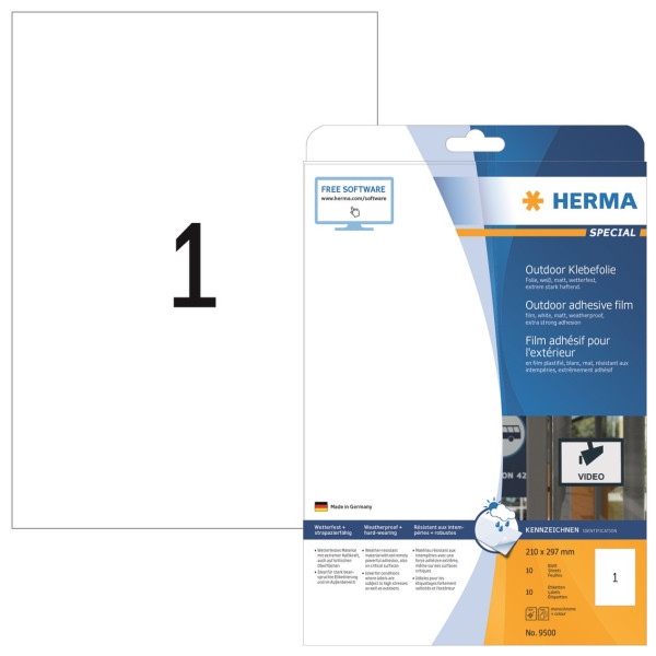 Herma Etiketter extra tåliga A4 | 210 x 297mm | Herma 9500 | 10st 9500 238353 - 2