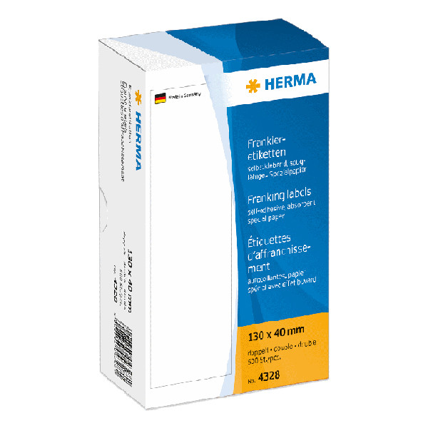 Herma Frankeringsetiketter | 130 x 40mm | vit | Herma 4328 | 500st 4328 230474 - 1