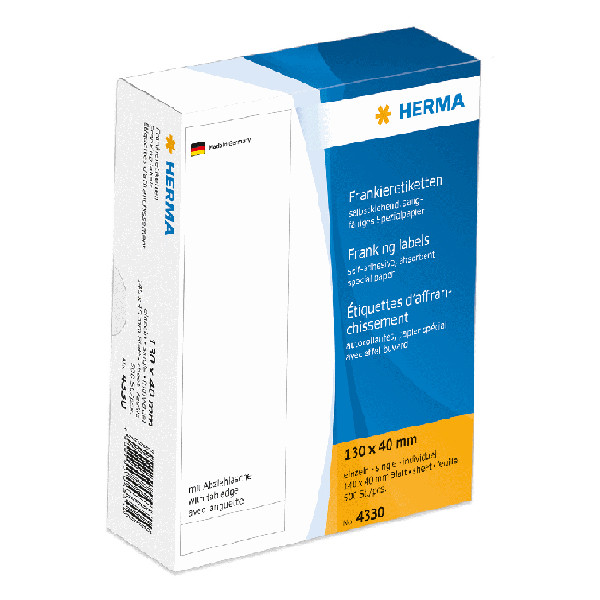 Herma Frankeringsetiketter | 130 x 40mm | vit | Herma 4330 | 500st 4330 230476 - 1
