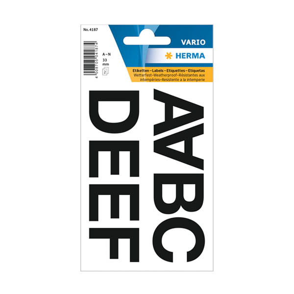 Klistermärken bokstäver A-N | 33mm | Herma 4187 | svart | 17st 230956 - 1