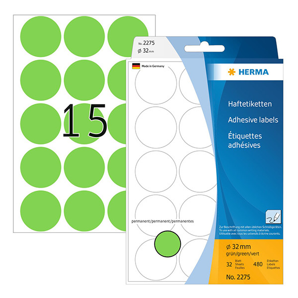 Markeringspunkter Ø32mm grön | Herma 2275 | 480st 230715 - 1