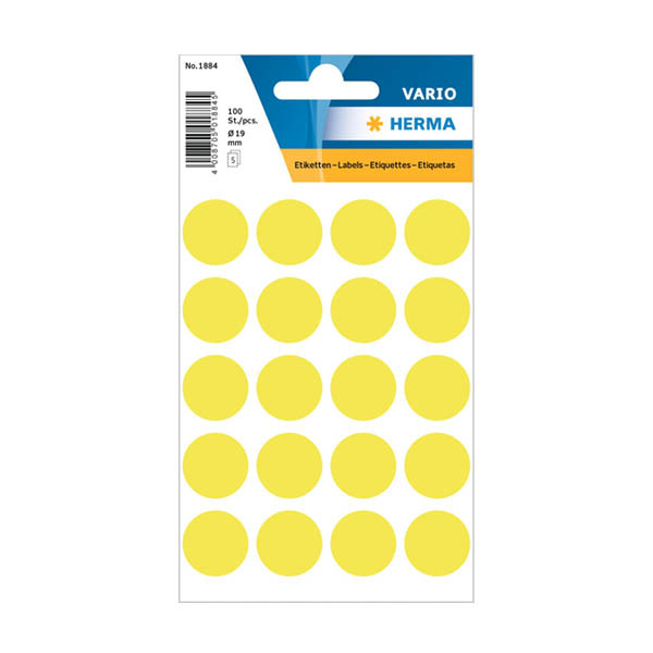 Herma Markeringspunkter 19mm Ø fluorgul | Herma 1884 | 100st 1884 230990 - 1