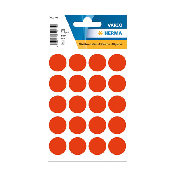 Herma Markeringspunkter 19mm Ø fluorröd | Herma 1876 | 100st 1876 230993 - 1