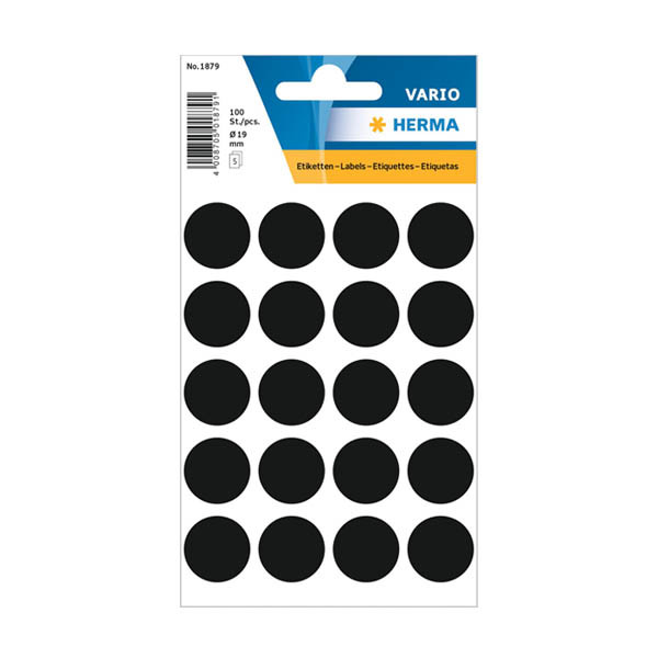 Herma Markeringspunkter 19mm Ø svart | Herma 1879 | 100st 1879 230998 - 1