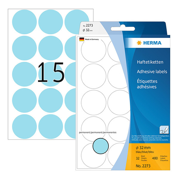 Herma Markeringspunkter 32mm Ø blå | Herma 2273 | 480st 2273 230713 - 1
