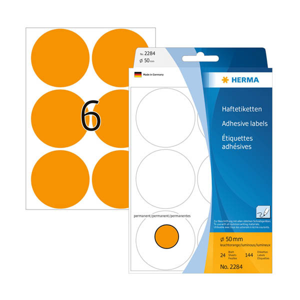 Herma Markeringspunkter 50mm Ø fluororange | Herma 2284 | 144st 2284 230926 - 1