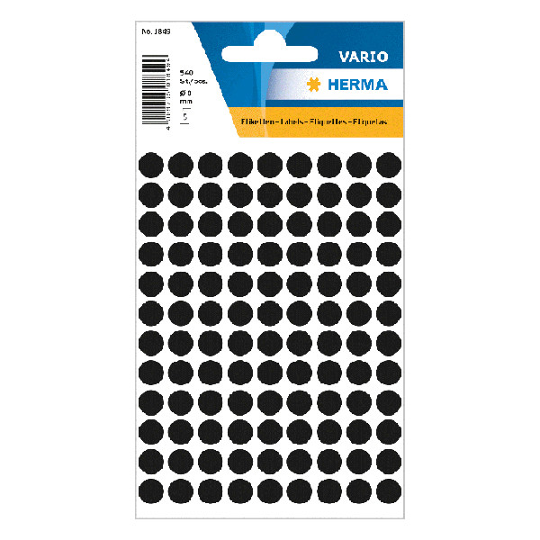 Herma Markeringspunkter 8mm Ø | svart | Herma 1849 | 540st 1849 230422 - 1