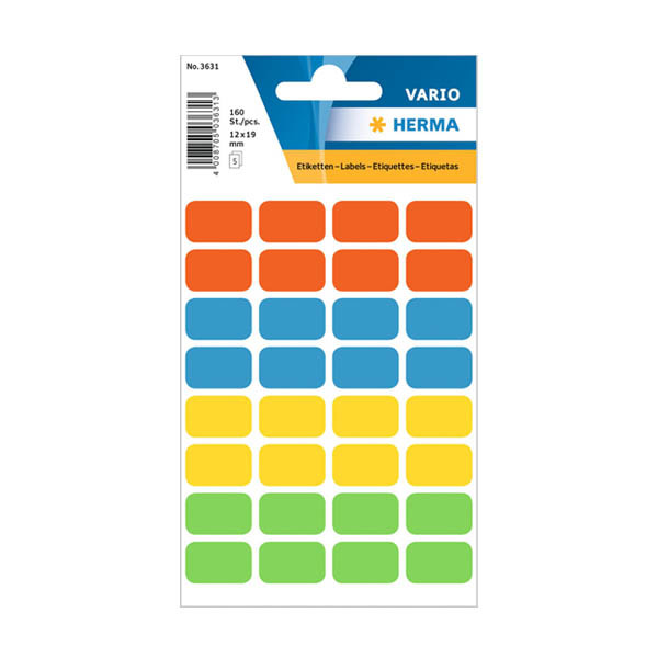 Permanenta universaletiketter | 12 x 18mm | Herma 3631 | blandade färger | 160st 230971 - 1