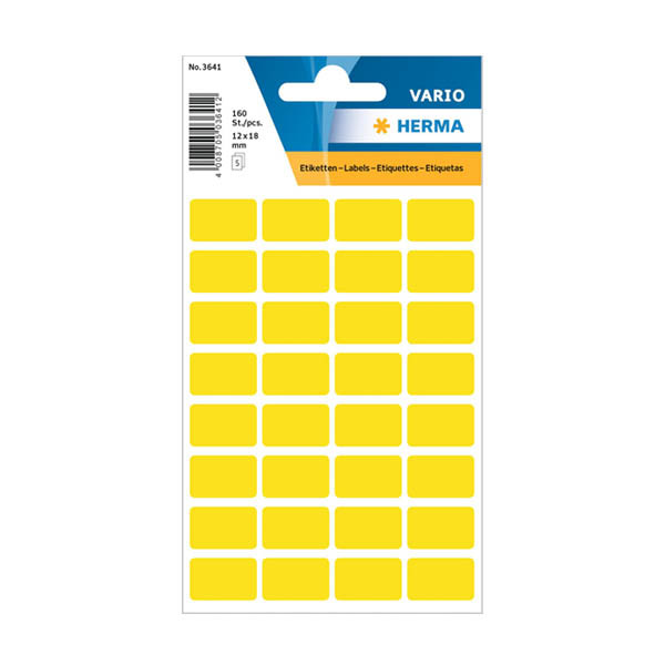 Permanenta universaletiketter | 12 x 18mm | Herma 3641 | gul | 160st 231020 - 1