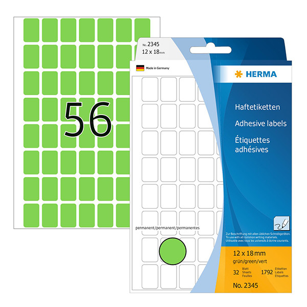 Universaletiketter | 12 x 18mm | Herma 2345 | grön | 1.792st 230660 - 1