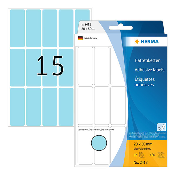 Universaletiketter | 20 x 50mm | Herma 2413 | blå | 480st 230672 - 1