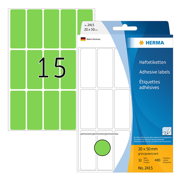 Universaletiketter | 20 x 50mm | Herma 2415 | grön | 480st 230674 - 1