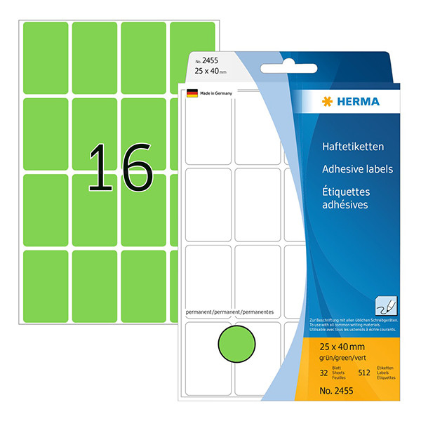 Universaletiketter | 25 x 40mm | Herma 2455 | grön | 512st 230682 - 1