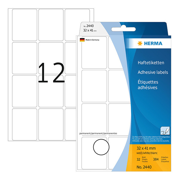 Universaletiketter | 32 x 41mm | Herma 2440 | vit | 384st 230687 - 1