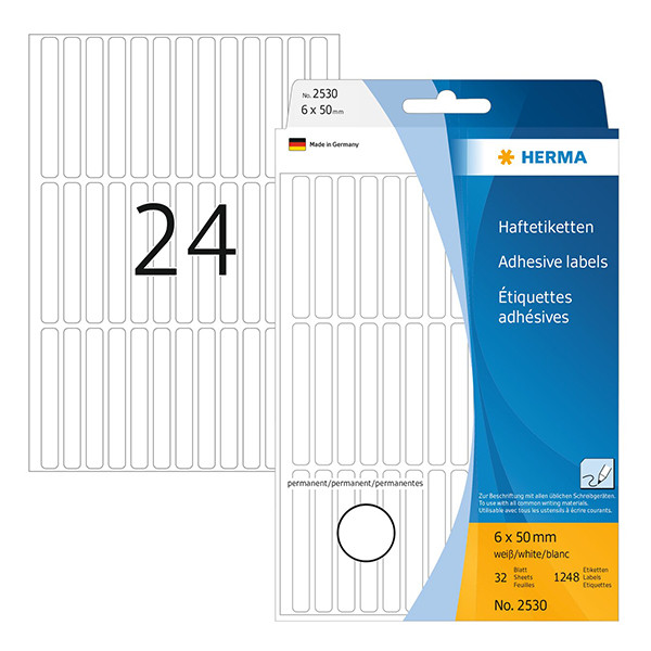 Universaletiketter | 6 x 50mm | Herma 2530 | vit | 1.248st 230697 - 1
