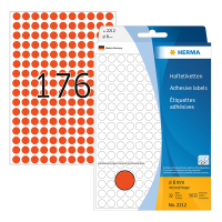 Universaletiketter runda A4 | Ø8mm | Herma 2212 | röd | 5.632st 230722