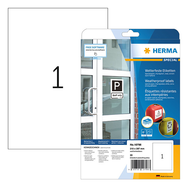 Väderbeständiga etiketter A4 | 210 x 297mm | Herma 10798 | 20st 230737 - 1