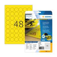 Väderbeständiga folieetiketter A4 | Ø30mm | Herma 8034 | gul rund | 1.200st 230898