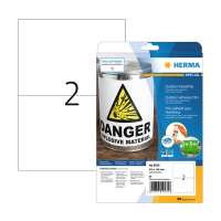 Väderbeständiga folieetiketter A4 | 210 x 148mm | Herma 9535 | vit | 20st 230881