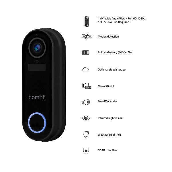 Hombli Smart Doorbell + Chime 2 | 1080p | svart HB081 LHO00049 - 2
