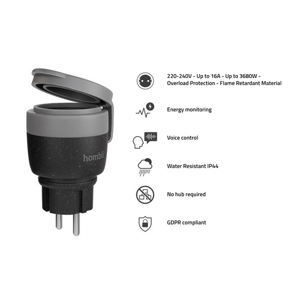 Hombli Smart socket utomhusuttag | 16 A | svart HB126 LHO00095 - 3