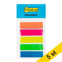 Indexflik 45mm x 12mm | 123ink | 5 färger | 25st x 5 | 5st  301084