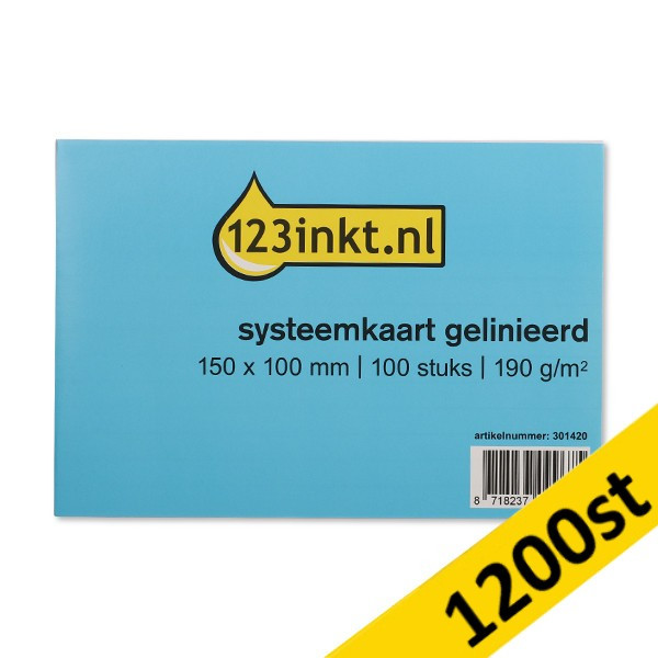 Indexkort linjerat | 150 x 100mm | 123ink | 1200st 301421 - 1