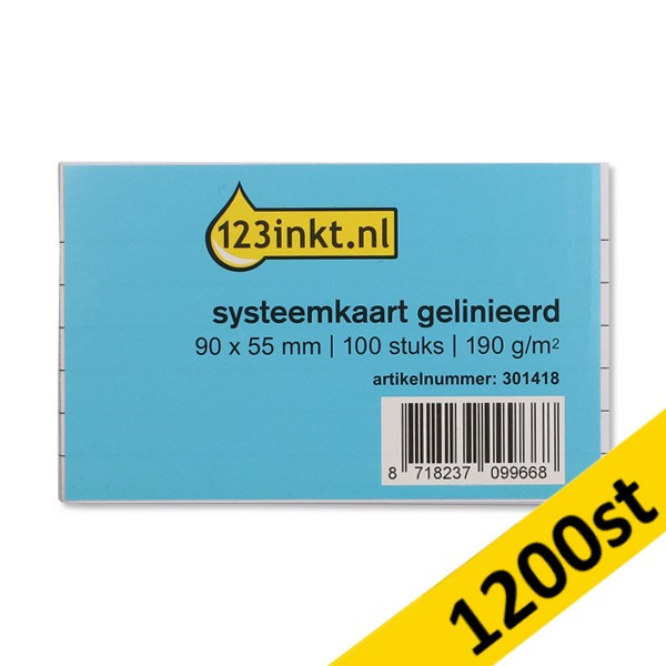 Indexkort linjerat | 90 x 55mm | 123ink | 1200st 301419 - 1