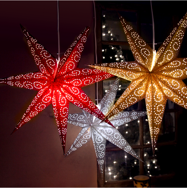 Julstjärna av papper Antique | 60cm | vit [Star Trading] 236-73 501856 - 2