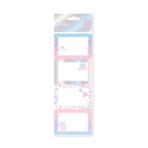 Kangaro ​​​​​​​Etiketter | 75 x 50mm | rosa med mönster | Kangaro Purple Passion | 24st K-PM010013 056729 - 1