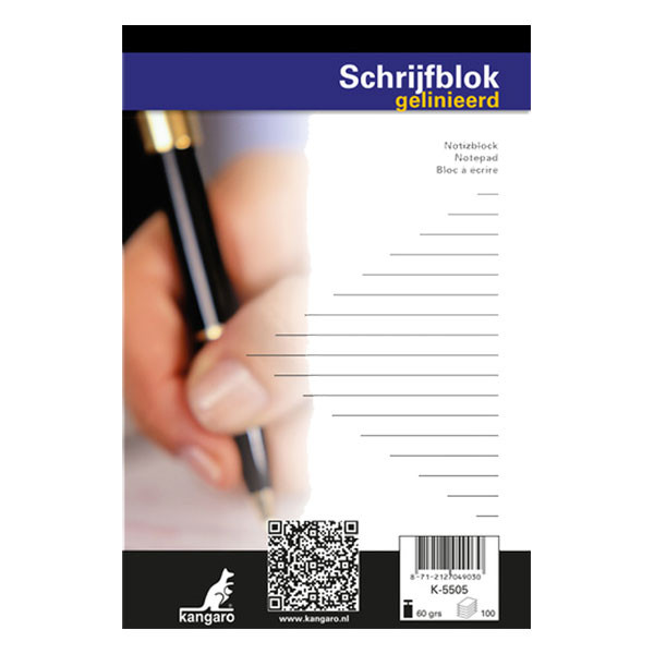 Anteckningsblock A5 linjerat | 100 ark | Kangaro 205004 - 1